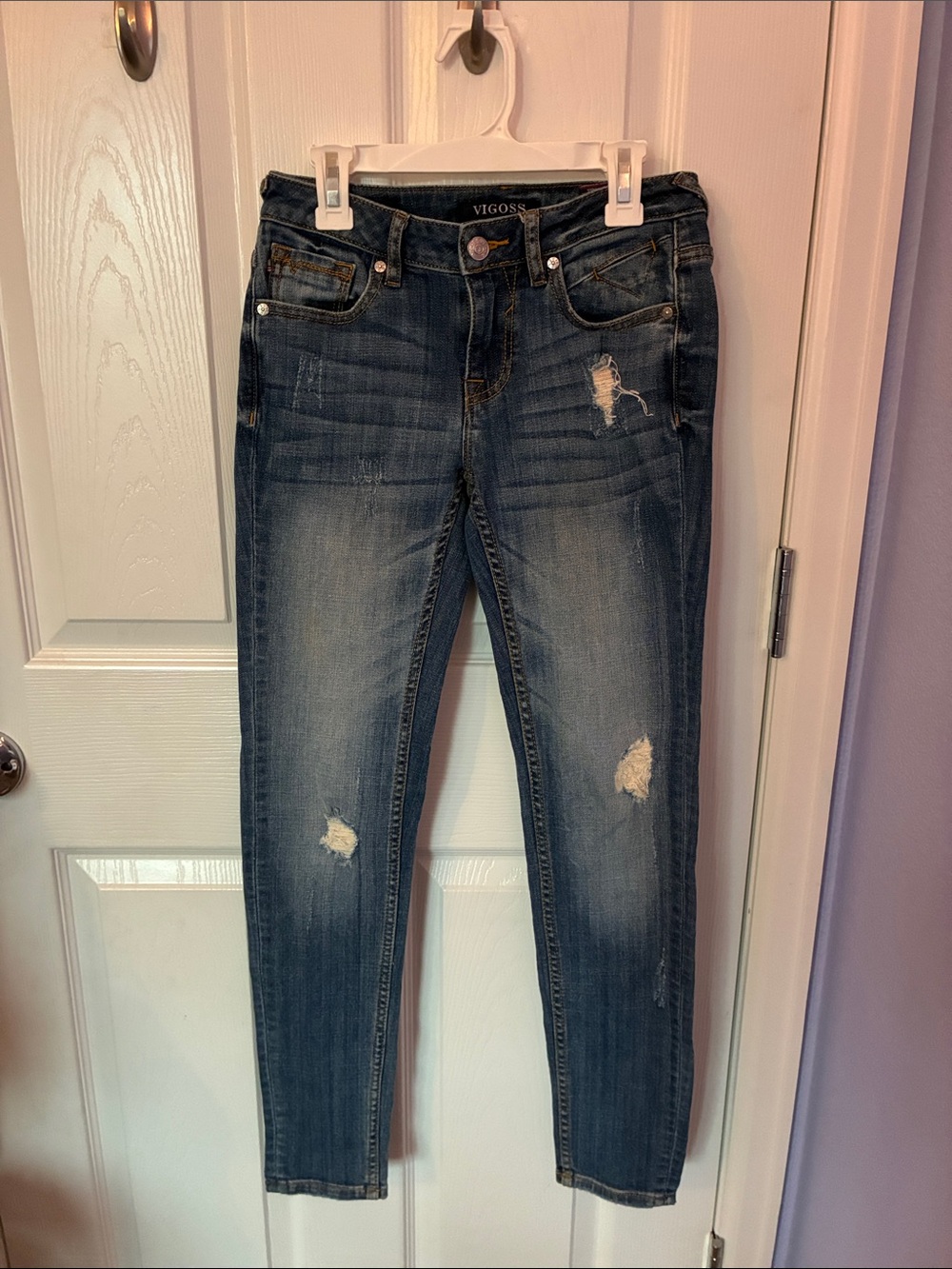 Vigoss Medium Blue Distressed Skinny Jeans